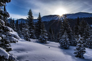 Backcountry snowboarden in Colorado