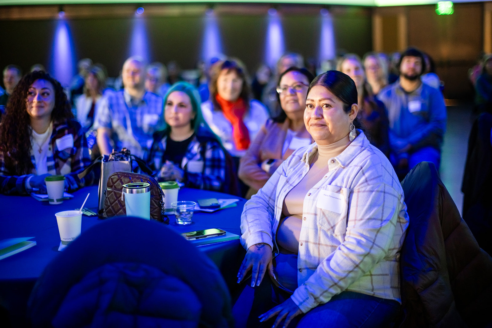 Group of people listening attentively